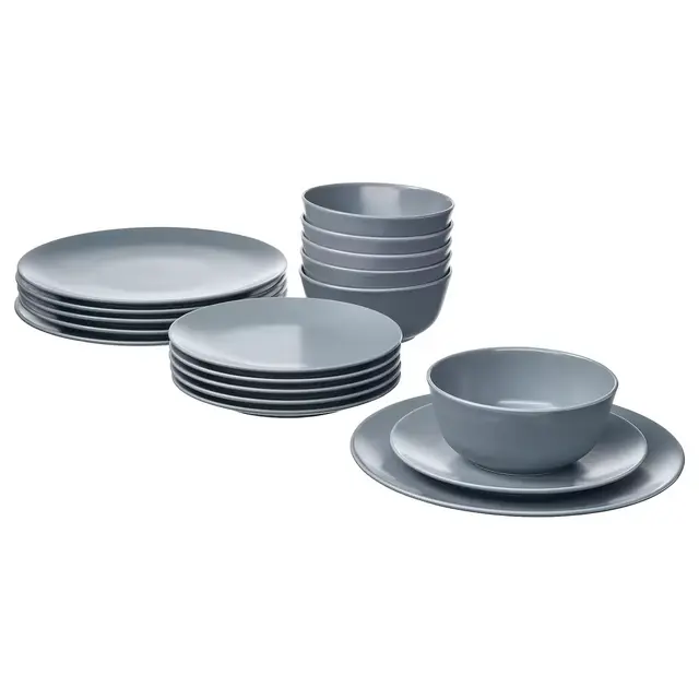 DINERA 18-piece dinnerware set, gray-blue