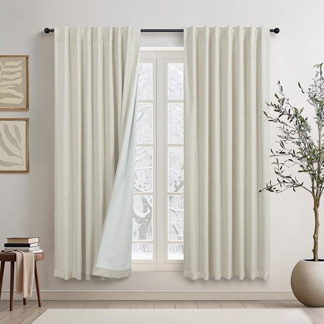 DANCURTON Beige Short Black Out Curtains 58 Inch Long for Bedroom 58 Inch Length Window Treatments Boho Kitchen Farmhouse Thermal Cooling Curtains for Summer Heat Living Room Bathroom 2 Panel Set