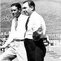 Averell Harriman and Steve Hannagan surveying the foundations of Sun Valley Resort in 1936