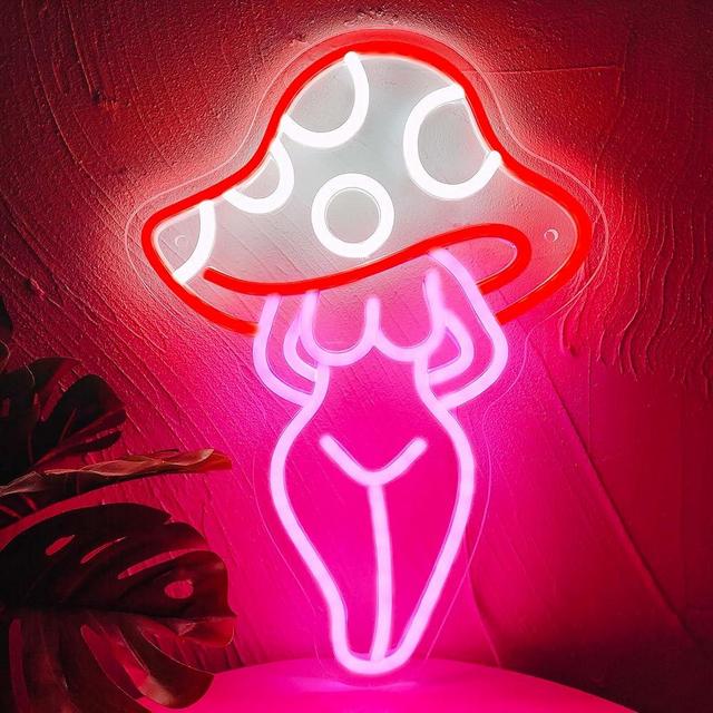 Artlast Mushroom Neon Sign Sexy Lady Mushroom Neon Light Mushroom Goddess LED Sign Art Wall Decor for Bedroom Party Hotle Man Cave Home Bar Best Gifts for Girlfriend