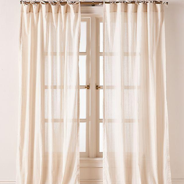 Cotton Dobby Striped Sheer Tie-Top Curtain