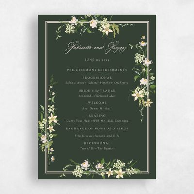 Deep Forest, Green Wedding Program - Erica