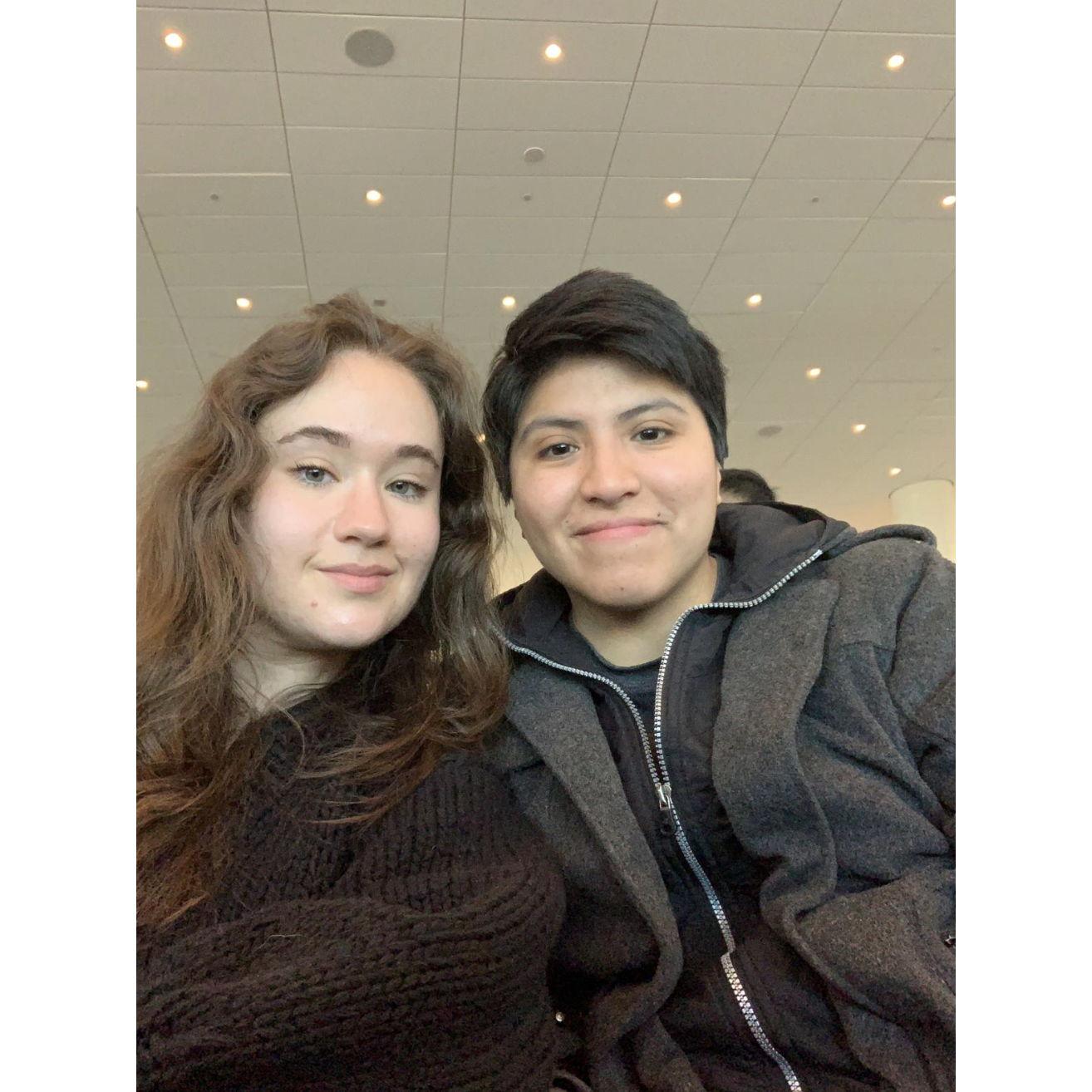 About to board our flight to a new destination