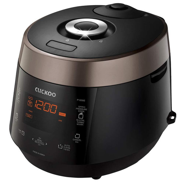 Cuckoo CRP-P1009SB 10 Cup Electric Heating Pressure Cooker & Warmer – 12 Built-in Programs, Glutinous (White), Mixed, Brown, GABA Rice, and more, 15.70 x 11.50 x 11.70, Black