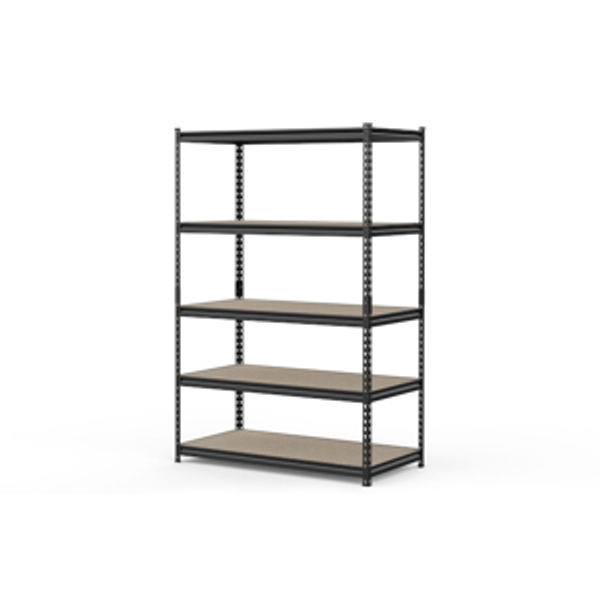 Project Source 5 -Tier Heavy Duty Black Metal Utility shelving unit with Solid Shelves ( 48-in W x 24-in D x 72-in H )