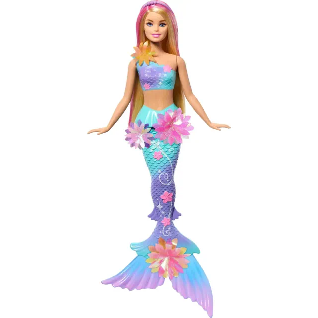 Barbie Flower Magic Mermaid Toy Doll with Surprise Blooming Flowers Feature, Long Blonde Hair with Pink Highlights