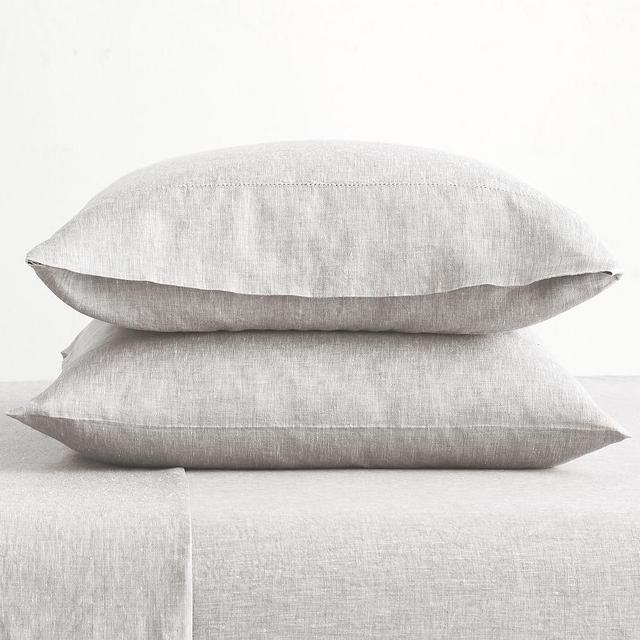 Soft Gray Belgian Flax Linen Extra Pillowcases, Set of 2, Standard