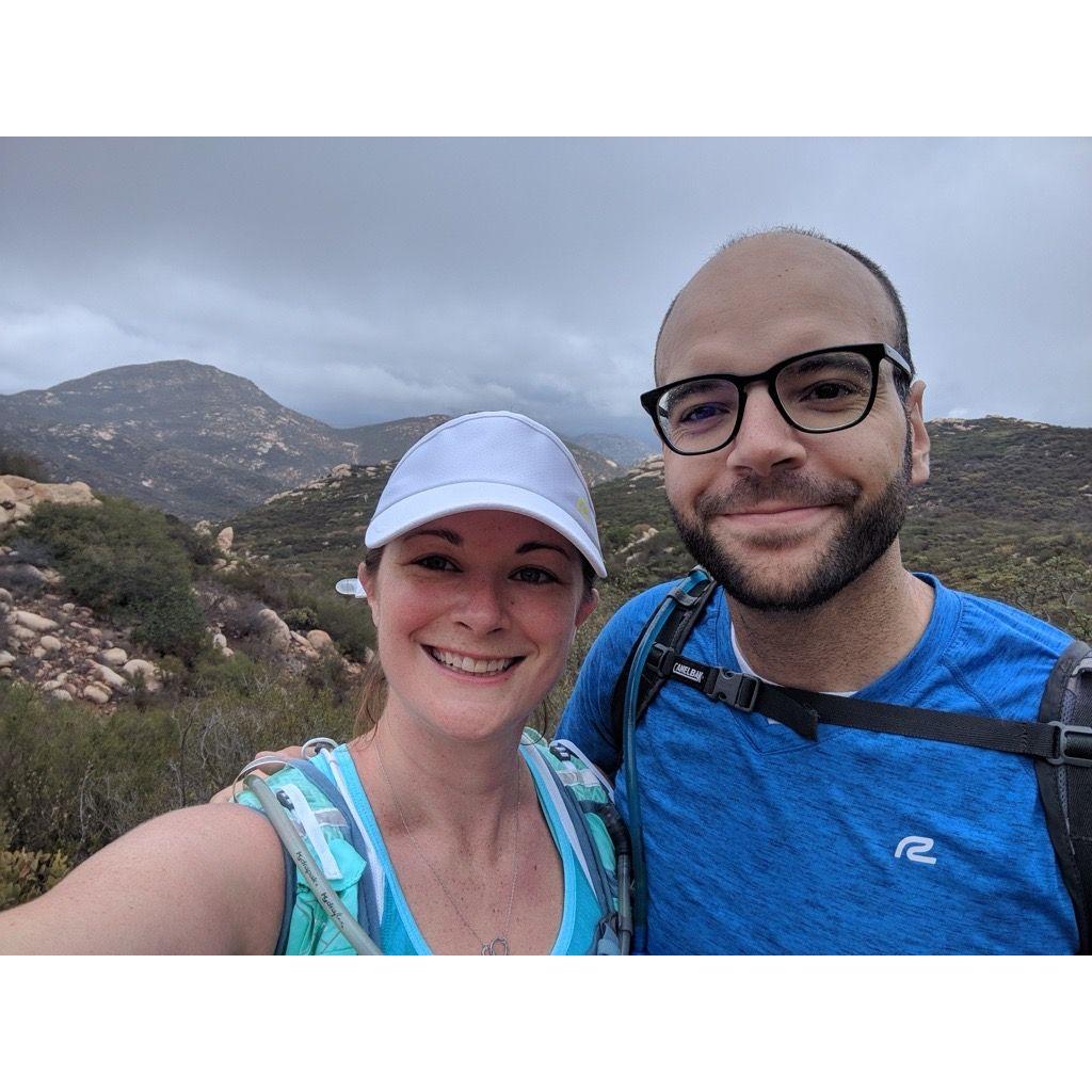 Hiking in San Diego County. We don't exactly remember where or when, but probably pre-Covid?