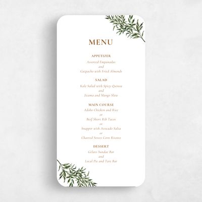 White Rounded Wedding Menu - Keely