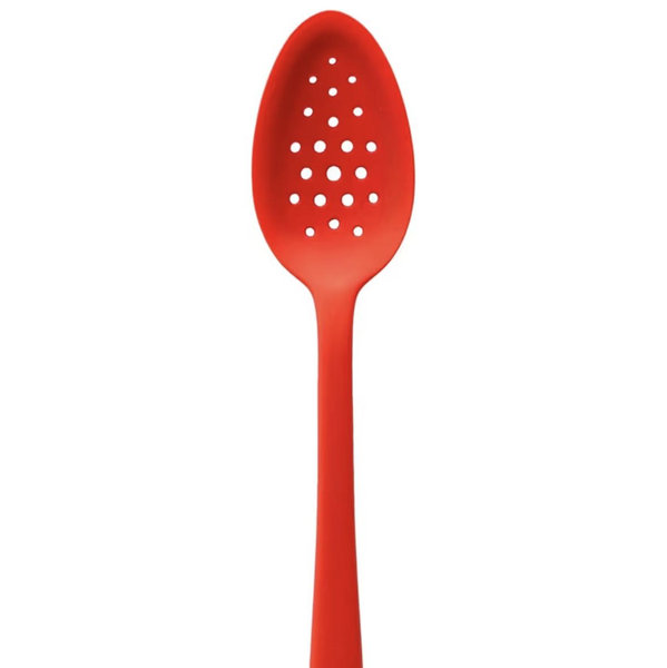 GIR: Get It Right Silicone Spoon, High Heat Resistant Kitchen Tool - Non toxic cooking utensils for Nonstick Cookware, Cooking, Baking and Mixing, Perforated - 13IN, Red
