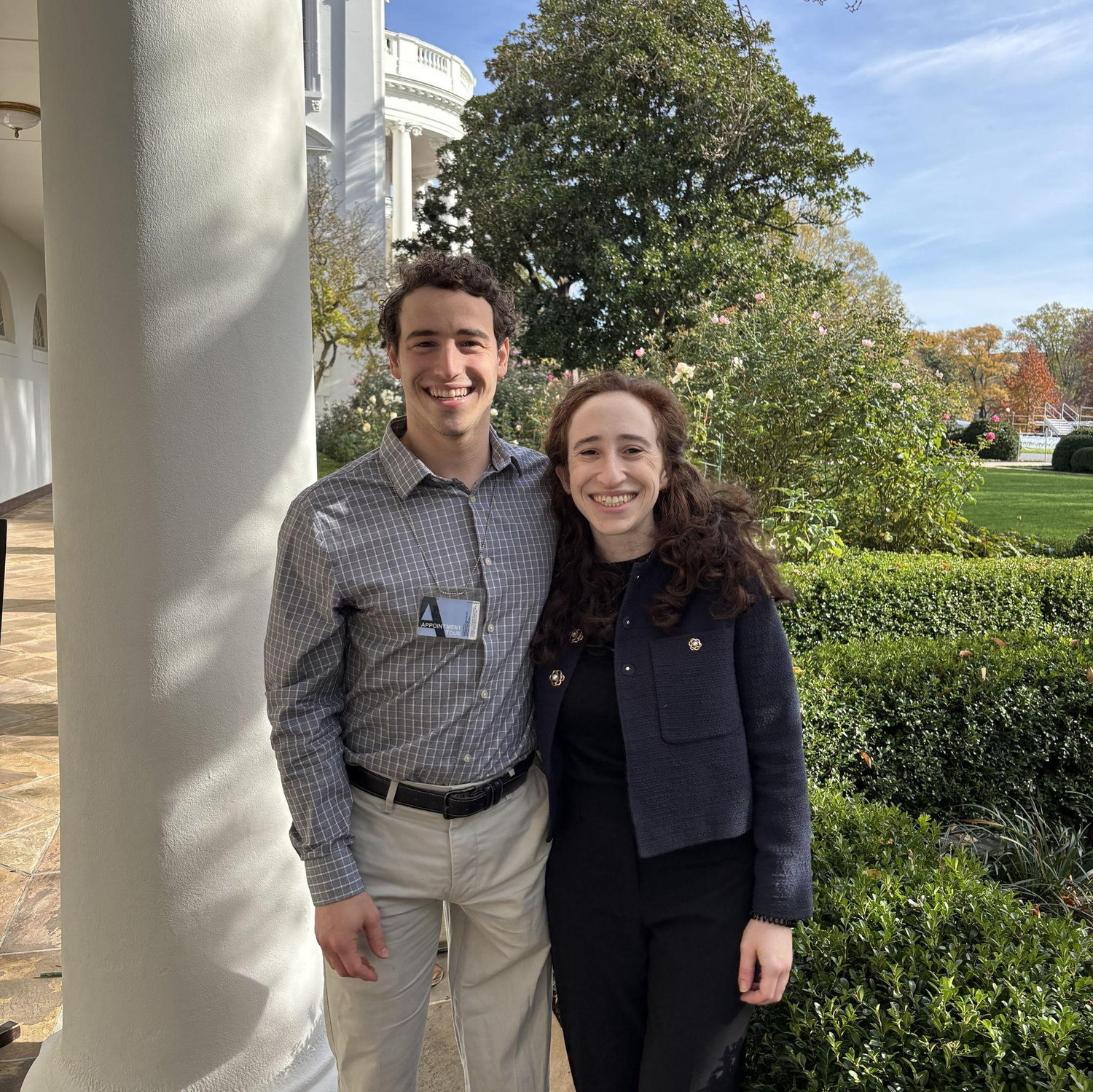 One of the perks of Rachel's Biden White House job was getting to show David around the West Wing and the Rose Garden.