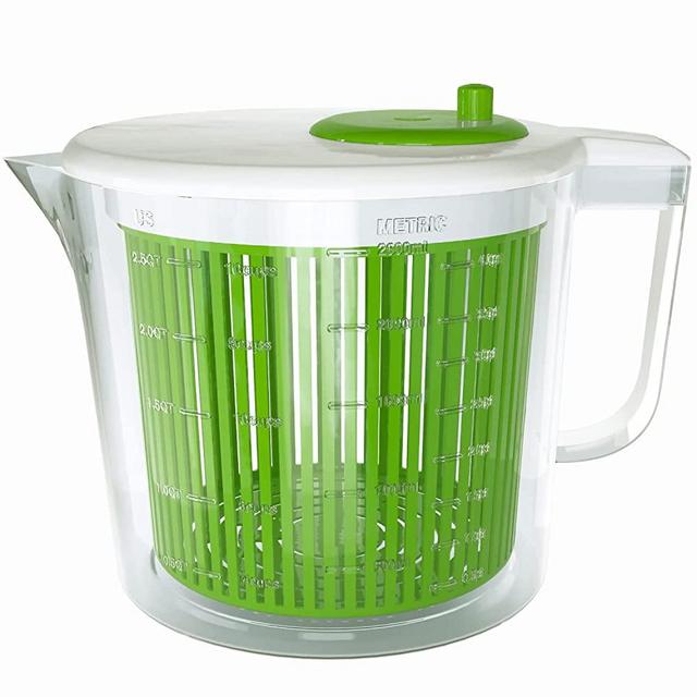 Single Serve Small Salad Spinner - Mini Prep Lettuce Spinner and Dryer With Measuring Cup - Collander with Fruit and Vegetable Washing Basket Bowl - Great Fruit and Vegetable Washer By Cooler Kitchen