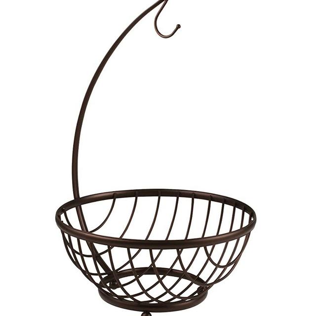 Spectrum Ashley Tree & Basket Hanger & Fruit Basket, Produce Saver Banana Holder & Open Wire Fruit Bowl for Kitchen Counter & Dining Table, Tree, Bronze