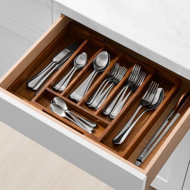Hold Everything Expandable In-Drawer Organizer, Dark Wood, Small
