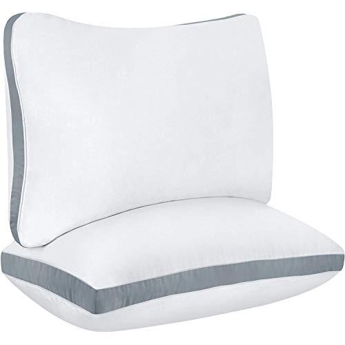 Utopia Bedding Cotton Gusseted Pillow (2-Pack) - Luxury Side Sleeper Pillows for Sleeping - Bed Pillows Queen (18 x 26 inches) - Grey