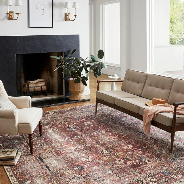 Loloi Chris Loves Julia x Jules Collection, Merlot & Multi 2'-6" x 12'-0" Area Rug – Vintage Accent Rugs for Living Room, Bedroom, Entryway & Hallway, No Shed High Traffic Area Home Decor Rug