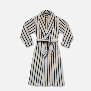 Super-Plush Robe (Striped Midnight Navy, L)