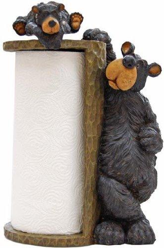 Willie Black Bear Paper Towel Holder Rack for Free Standing on Counter or Table (Great Kitchen Decor) 14"