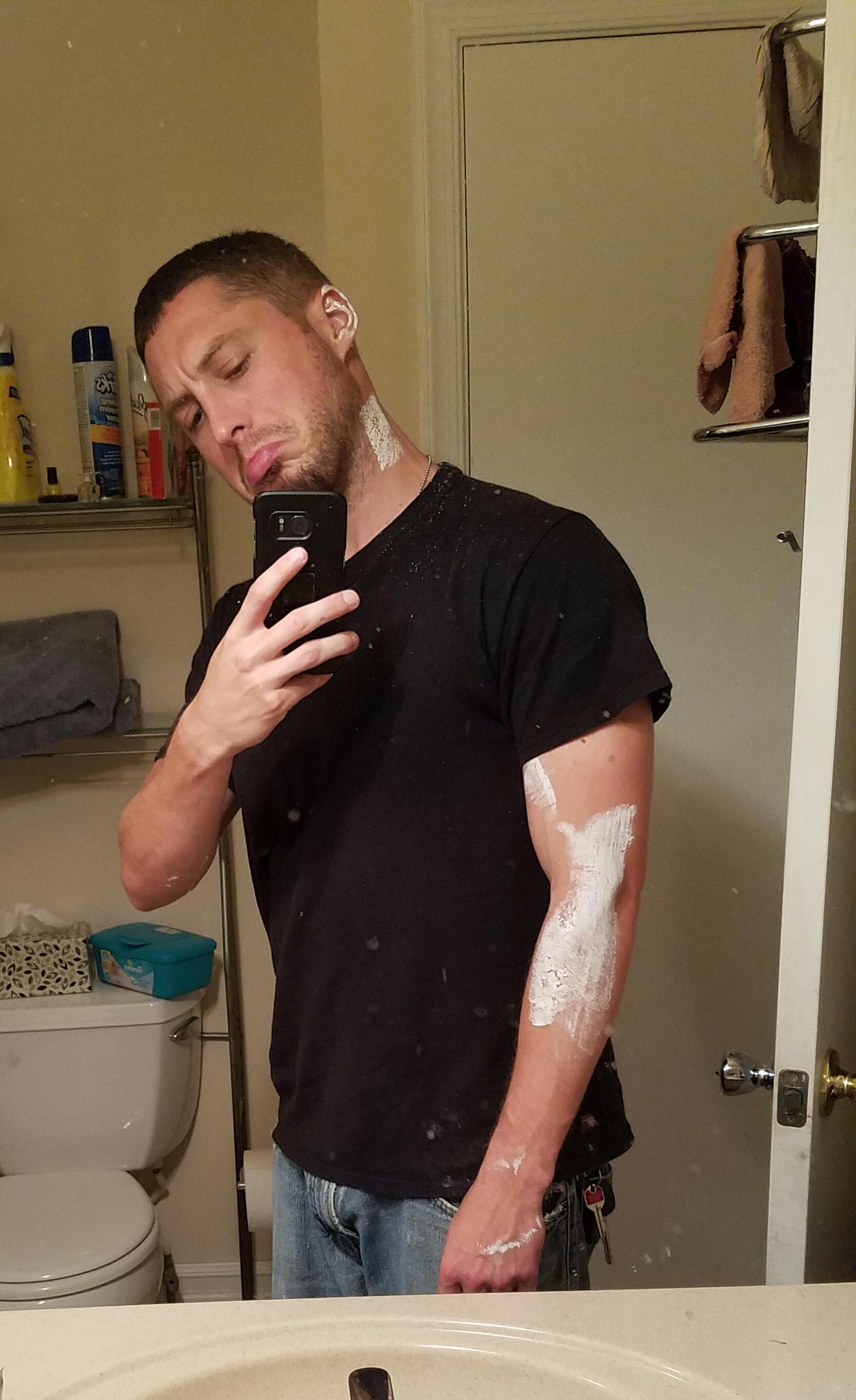 This is only some of the paint Andrew had on himself, and Dani had it in her ear and neck... and face!