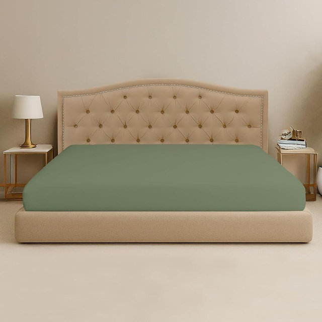 SGI Bedding 80″W × 98″L 1Pc Texas King Fitted Sheet Only 100% Egyptian Cotton - 600 TC Fits 15" Deep Pocket - Soft Breathable Luxury Oversized Sheets, for Extra Large Beds - Moss