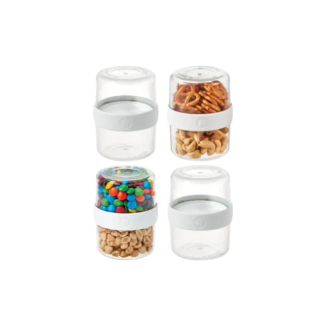 iDesign Small Stack 'n Snack Food Containers - Set of 4 - Clear/White
