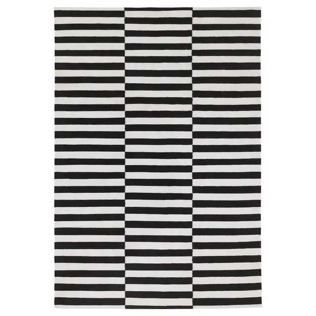 STOCKHOLMRug, flatwoven, handmade/stripe black/off-white5 ' 7 "x7 ' 10 "