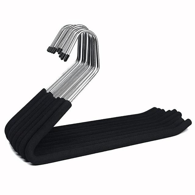 HUJI Heavy Duty Open Ended Easy Slide Chrome Trouser Hangers Organizers (10 Open Ended Easy Slide Hangers)