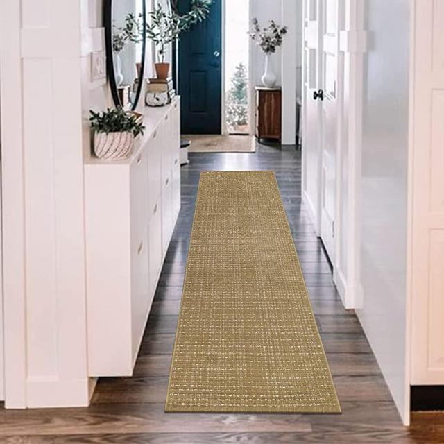 Seavish Hallway Runner Rug, Long Kitchen Runner Outdoor Rug 2'x6' Cotton Woven Rug Entryway Rug Khaki Farmhouse Throw Rug Washable Rug Runner for Home Living Room Bedroom Laundry Patio