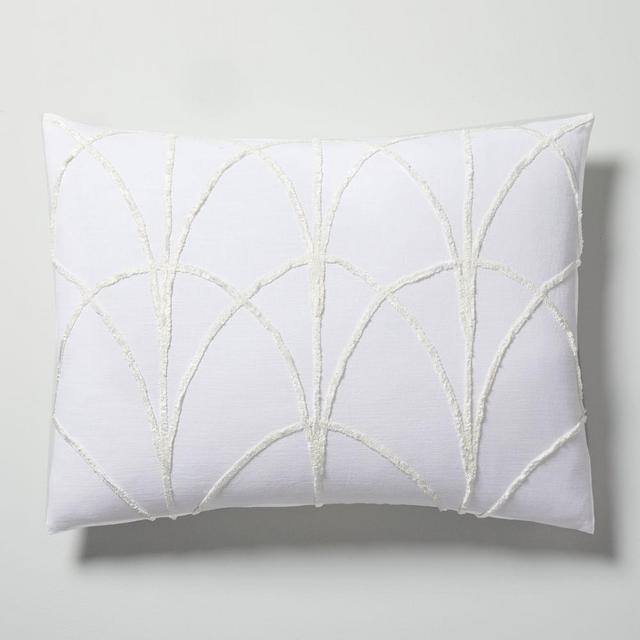Chenille Applique Standard Sham, Stone White
