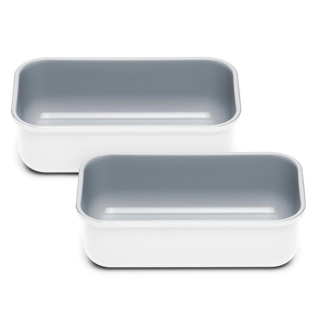 Caraway Non-Stick Ceramic 1 lb Loaf Pan Duo - Naturally Slick Ceramic Coating - Non-Toxic, PTFE & PFOA Free - Perfect for Pound Cakes, Breads, & More - White