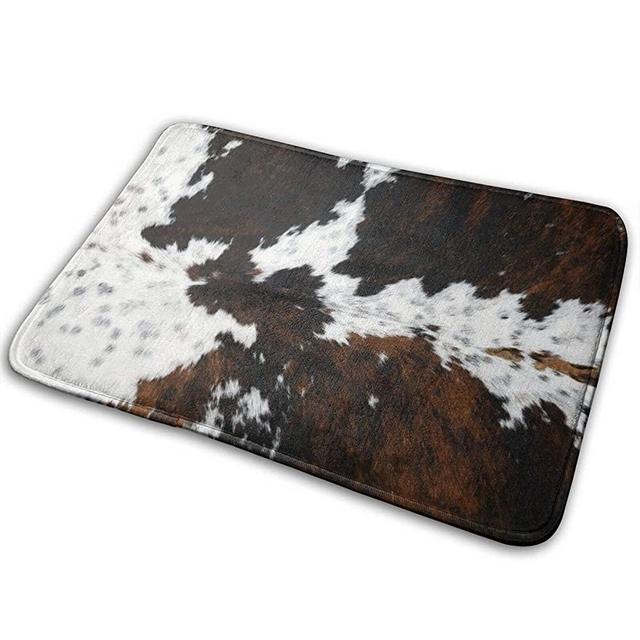 Cowhide, Cow Skin Print Pattern Memory Foam Bath Rug, Soft Absorbent Floor Mats, Velvet Bathroom Mat, Quick Dry Rugs, Plush Comfortable Carpet for Bathroom Shower 15.7" X 23.5"