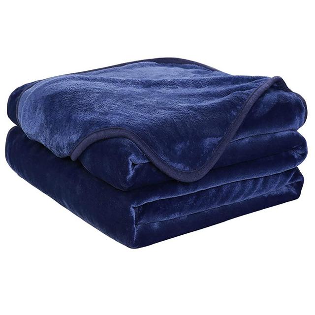 EASELAND Soft Queen Size Blanket Warm Fuzzy Microplush Lightweight Thermal Fleece Blankets for Couch Bed Sofa,90x90 Inches,Dark Blue