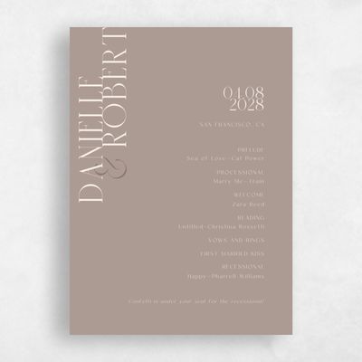 Rich Taupe, Brown Wedding Program - Falcon