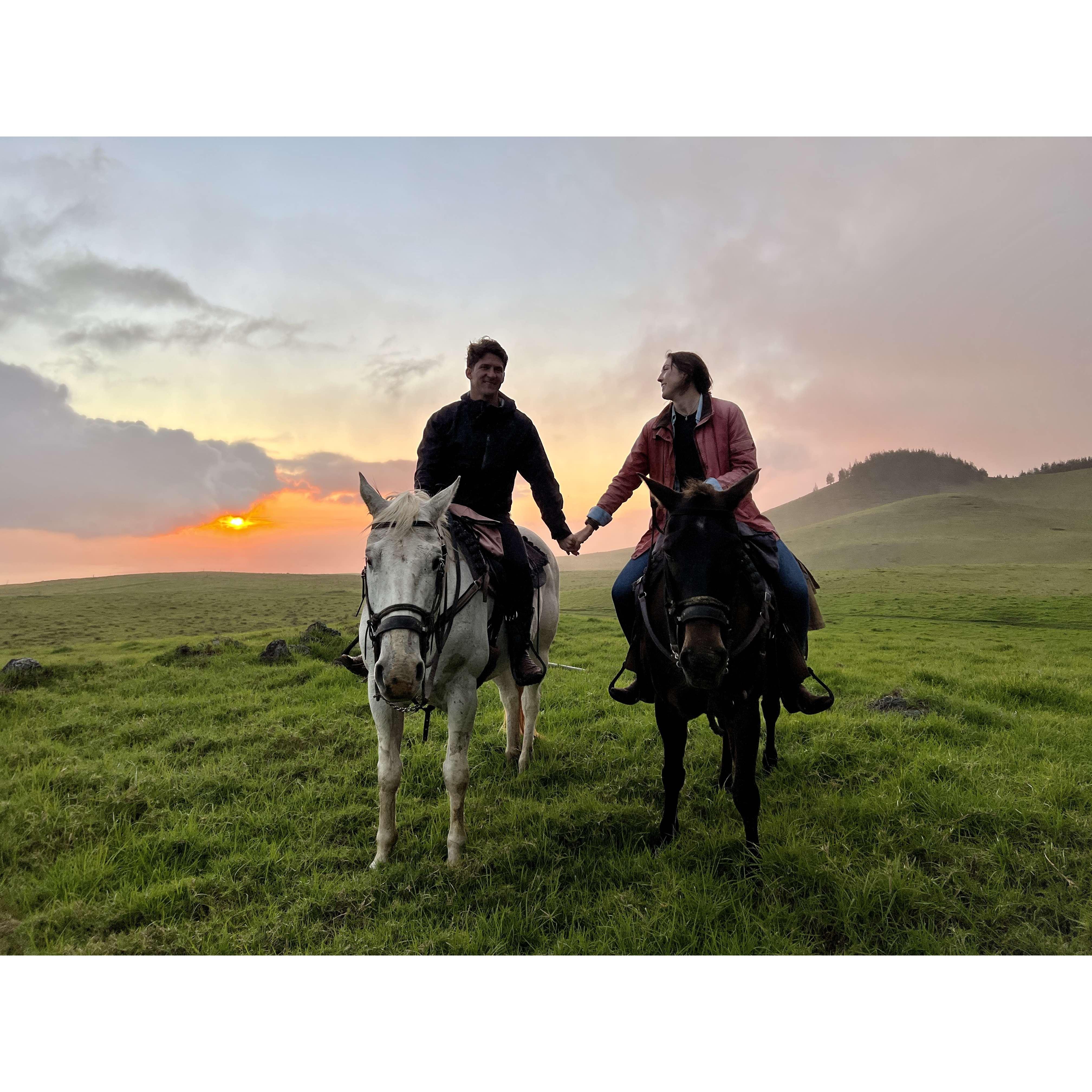Sunset horseback ride.