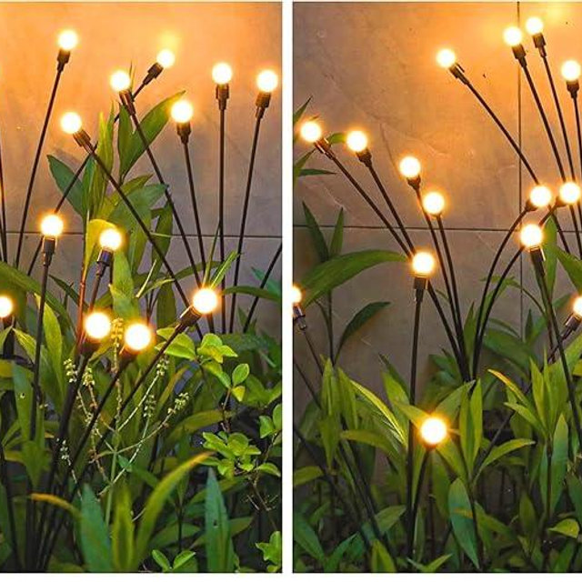 TONULAX Solar Garden Lights - Upgraded Solar Swaying Light, Sway by Wind, Outdoor Lights, Yard Patio Pathway Decoration, High Flexibility Iron Wire & Heavy Bulb Base, Warm White(12 Pack)