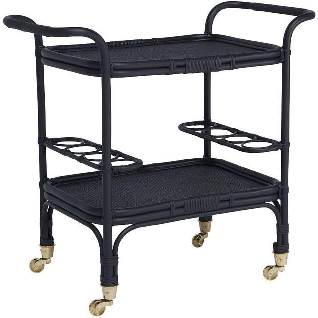 Carlo Rattan Bar Cart, Black