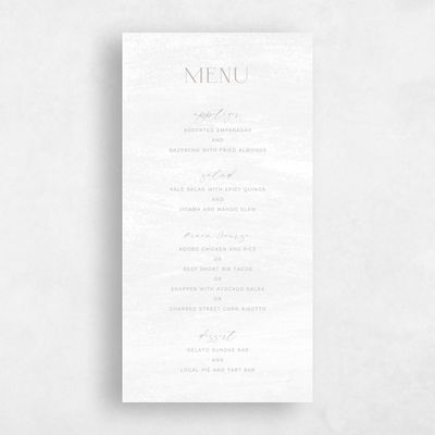 Smoke, Grey Wedding Menu - Belanger