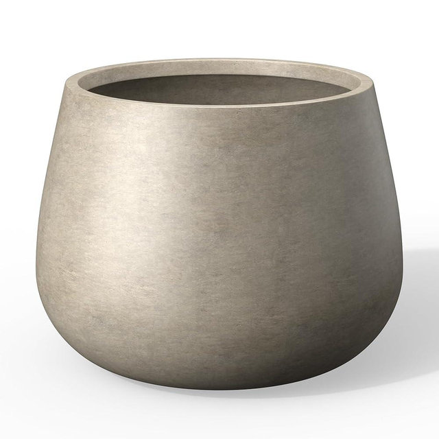Kante Curva Series Planter, 10.2 Inch Round Concrete Flower Pot with Draiange Hole and Rubber Plug, Suitable for Indoor Plants, Home, Garden, Patio, Weathered Concrete