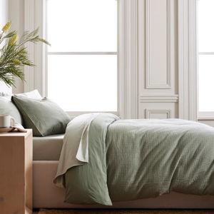 Organic Luxe Waffle Duvet Cover in Olive