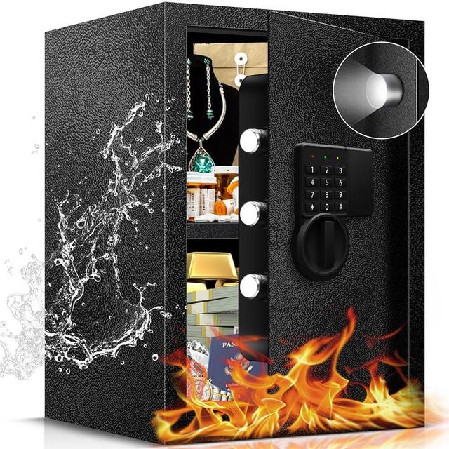 Fdsutvit 2.8 Cu Ft Safe Box For Home Documents -Steel Electronic Digital Safety Box for Office Money Jewelry Valuables, Personal Security Lock Box with Sensor Light, Removable Shelf, Mute Function