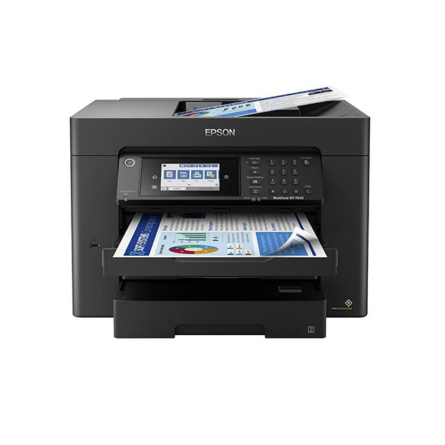 Epson WorkForce Pro WF-7840 Wireless All-in-One Wide-format Printer with Auto 2-sided Print up to 13" x 19", Copy, Scan and Fax, 50-page ADF, 500-sheet Paper Capacity, 4.3" screen, Works with Alexa
