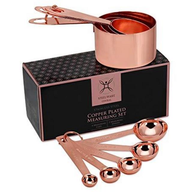 Copper Measuring Cups & Spoons 9pc set by Steelware Central