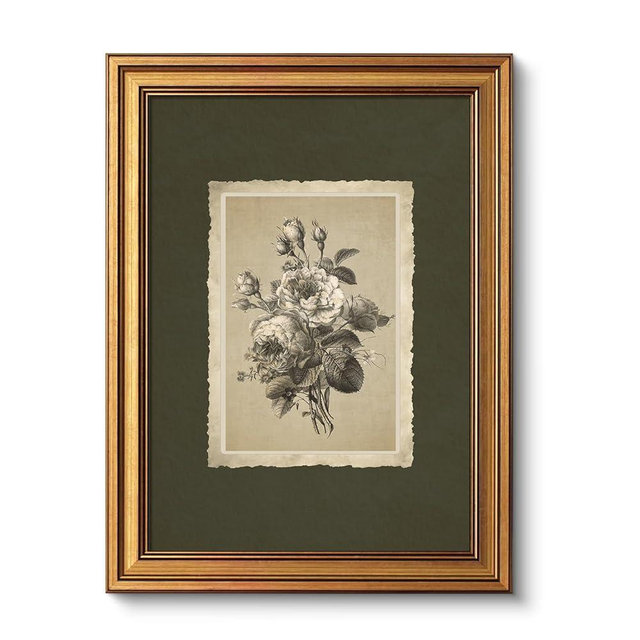 VIYYIEA Vintage Gold Framed Wall Art, 12x16 Inch Floral Rose Retro print Paintings, Antique Canvas Artwork, Victorian Picture Photo Frame Wall Decor for Gallery Bathroom Bedroom