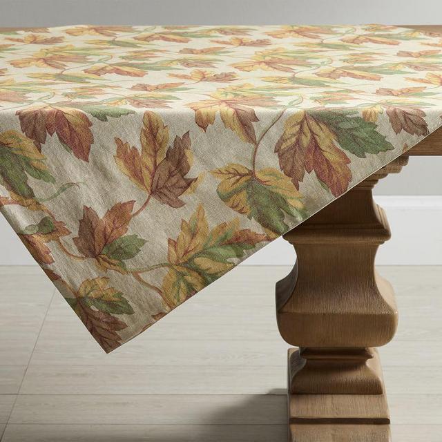 Rustic Leaves Cotton/Linen Table Throw