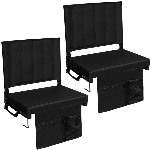 SUNSPIRE Stadium Seats for Bleachers Chairs Back Support 2 Pack Portable Folding Stadium Seat Wide Padded Cushion with Cup Holder