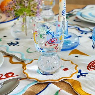 Celestial Hand-Painted Bubble Glass Tumbler, Set of 2