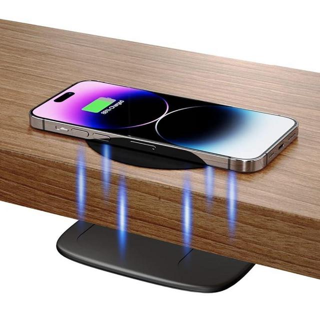 KPON Invisible Wireless Charger - 40MM(1.57") Under Desk Wireless Phone Charger - Hidden Charging Station for iPhone 15/14/13/12/Wireless Phones(Adapter Included)