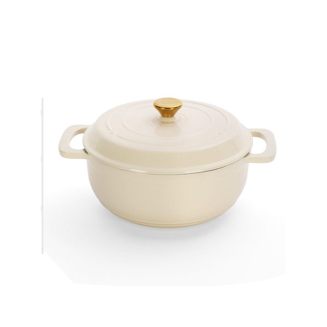 Karl Home 6 qt. Enameled Cast Iron Round Dutch Oven in White with Lid