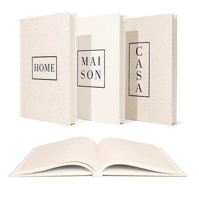 Linen Coffee Table Books 3 pcs, Decorative Books, Best display books, Faux Book Set,Fashion Designer Hardcover Blank Book, Rustic Farmhouse French Shelf Décor, Vintage Aesthetic Mantel Décor