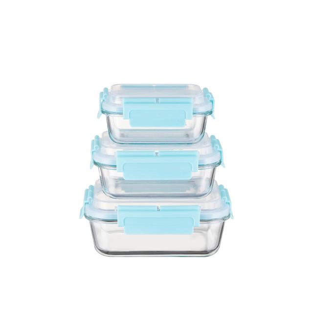 Genicook 3 Pc Rectangular Container Hi-Top Lids with Pro Grade Removable Lockdown Levers Set